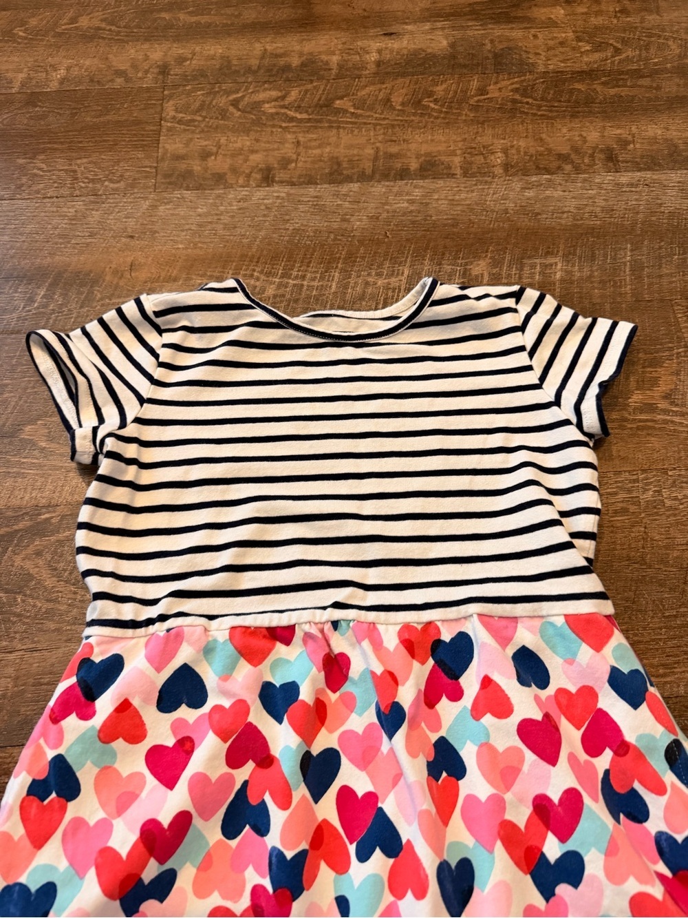 Rumi + Ryder Girls Size Medium 8-10 Heart Print Dress Striped Cotton Blend - Picture 3 of 6